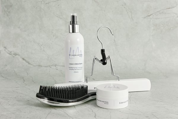 hair extension care, shine spray, brush, hanger and boost treatment